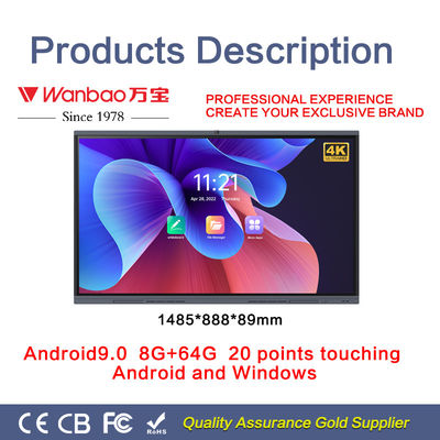 Tela plano interativo de Smart do multi tela táctil de H11S OEM 4K Digitas Whiteboard de 86 polegadas